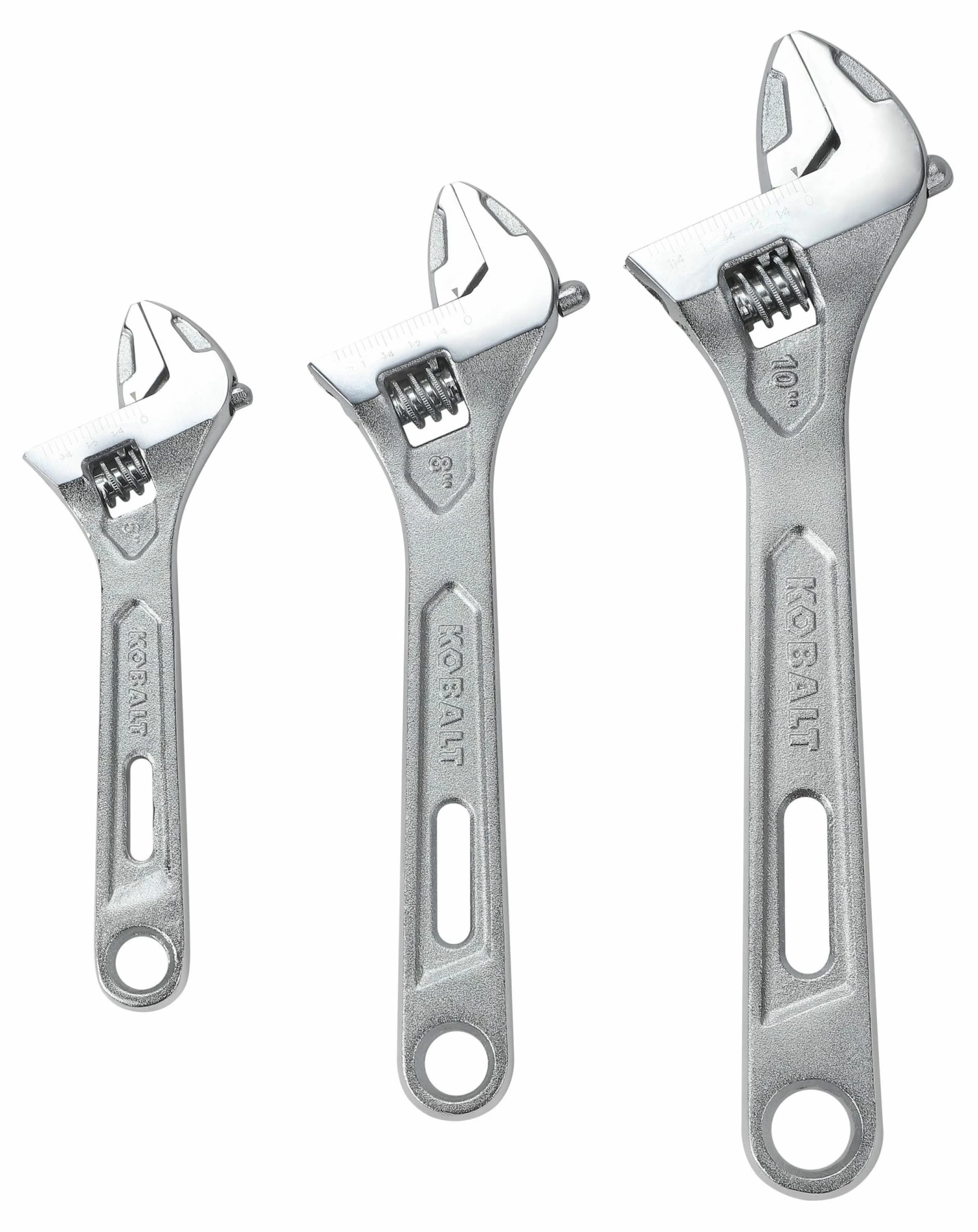 Kobalt Adjustable Wrenches 3-Piece Chrome Vanadium Steel Adjustable Wrench Set 1 Kobalt Adjustable Wrenches 3-Piece Chrome Vanadium Steel Adjustable Wrench Set