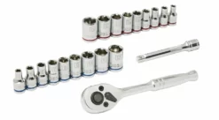 Kobalt Mechanics Tool Sets 20-Piece Standard (SAE) and Metric Combination Polished Chrome Mechanics Tool Set (1/4-in)