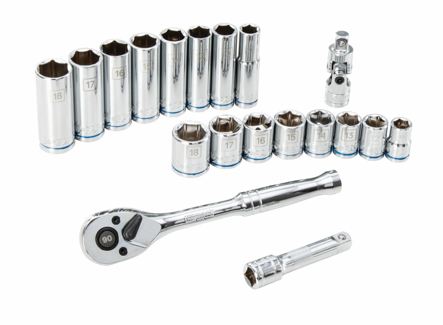 Kobalt Mechanics Tool Sets 19-Piece Metric Polished Chrome Mechanics Tool Set (3/8-in) 3 Kobalt Mechanics Tool Sets 19-Piece Metric Polished Chrome Mechanics Tool Set (3/8-in) - Image 3