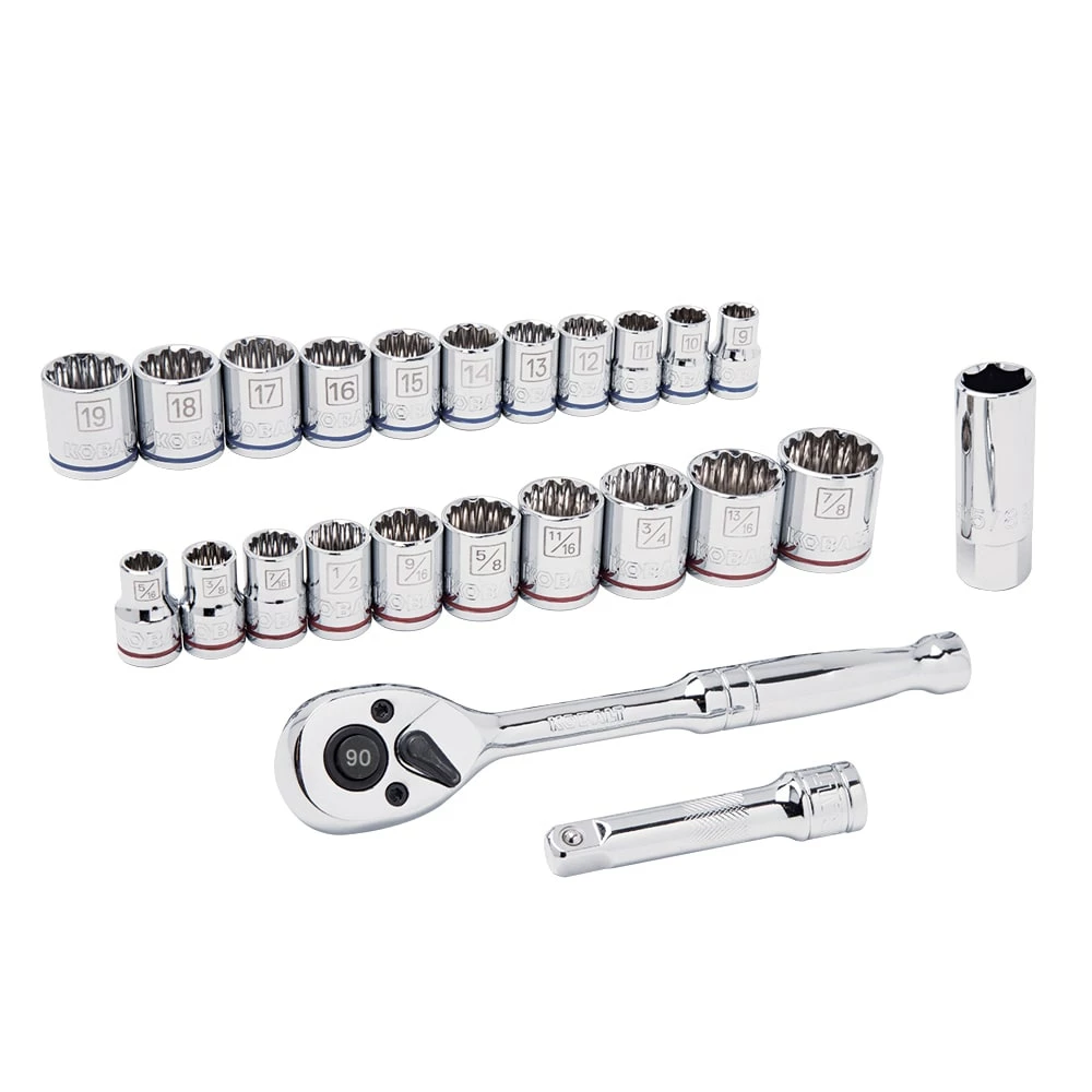Kobalt Mechanics Tool Sets 24-Piece Standard (SAE) and Metric Combination Polished Chrome Mechanics Tool Set (3/8-in) 2 Kobalt Mechanics Tool Sets 24-Piece Standard (SAE) and Metric Combination Polished Chrome Mechanics Tool Set (3/8-in) - Image 2