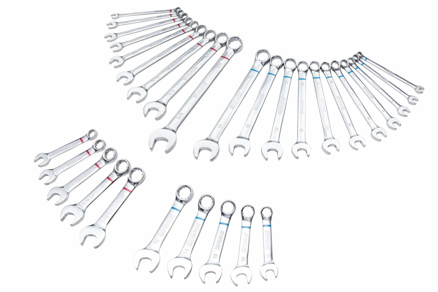 Kobalt Combination Wrenches & Sets 30-Piece Set 12-point Standard (SAE) and Metric Combination Standard Combination Wrench Set 1 Kobalt Combination Wrenches & Sets 30-Piece Set 12-point Standard (SAE) and Metric Combination Standard Combination Wrench Set