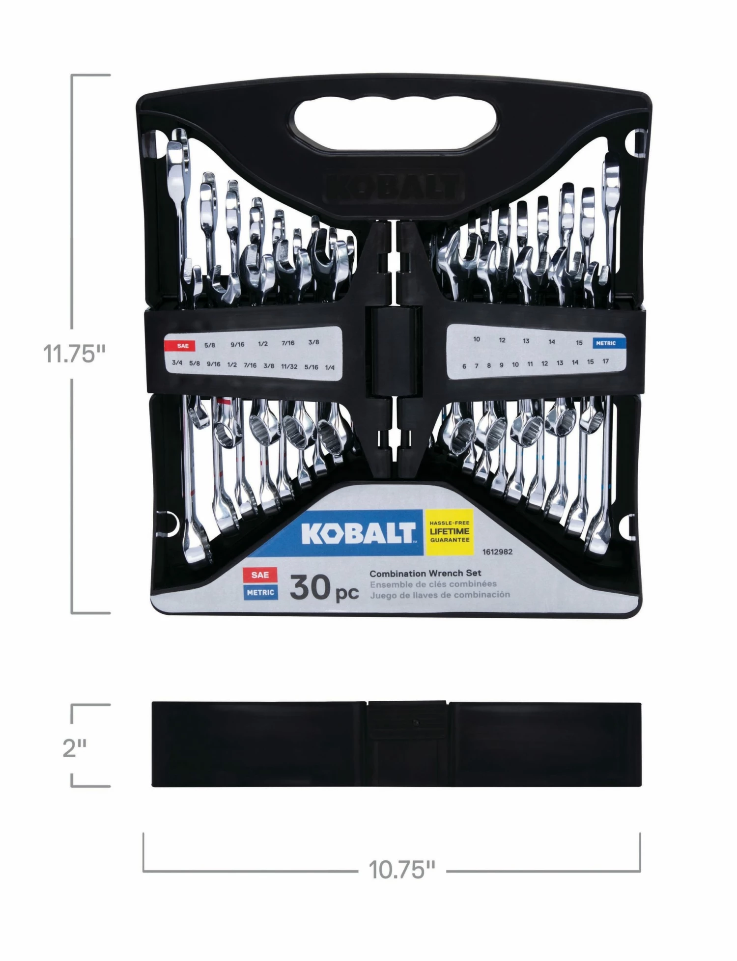Kobalt Combination Wrenches & Sets 30-Piece Set 12-point Standard (SAE) and Metric Combination Standard Combination Wrench Set 10 Kobalt Combination Wrenches & Sets 30-Piece Set 12-point Standard (SAE) and Metric Combination Standard Combination Wrench Set - Image 10