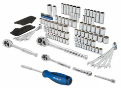 Kobalt Mechanics Tool Sets 138-Piece Standard (SAE) and Metric Combination Polished Chrome Mechanics Tool Set (1/4-in; 3/8-in) -SEO title and description design 16501578 scaled