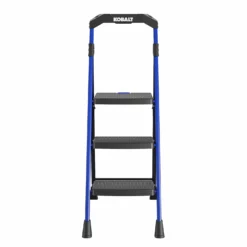 Kobalt Step Stools 3-Step 300-lb Capacity Black Steel Foldable Step Stool