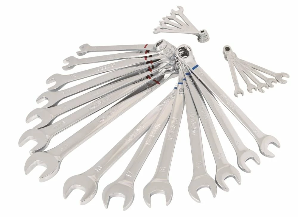Kobalt Combination Wrenches & Sets 24-Piece Set 12-point Standard (SAE) and Metric Combination Standard Combination Wrench Set 1 Kobalt Combination Wrenches & Sets 24-Piece Set 12-point Standard (SAE) and Metric Combination Standard Combination Wrench Set