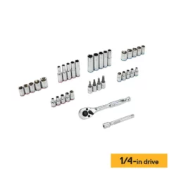 Kobalt Mechanics Tool Sets 154-Piece Standard (SAE) and Metric Combination Polished Chrome Mechanics Tool Set (1/4-in; 3/8-in) -SEO title and description design 42182652