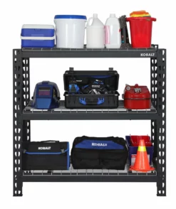 Kobalt Freestanding Shelving Units 48-in W x 24-in D x 47-in H 3-Tier Heavy Duty Steel Utility -SEO title and description design 42193264 scaled